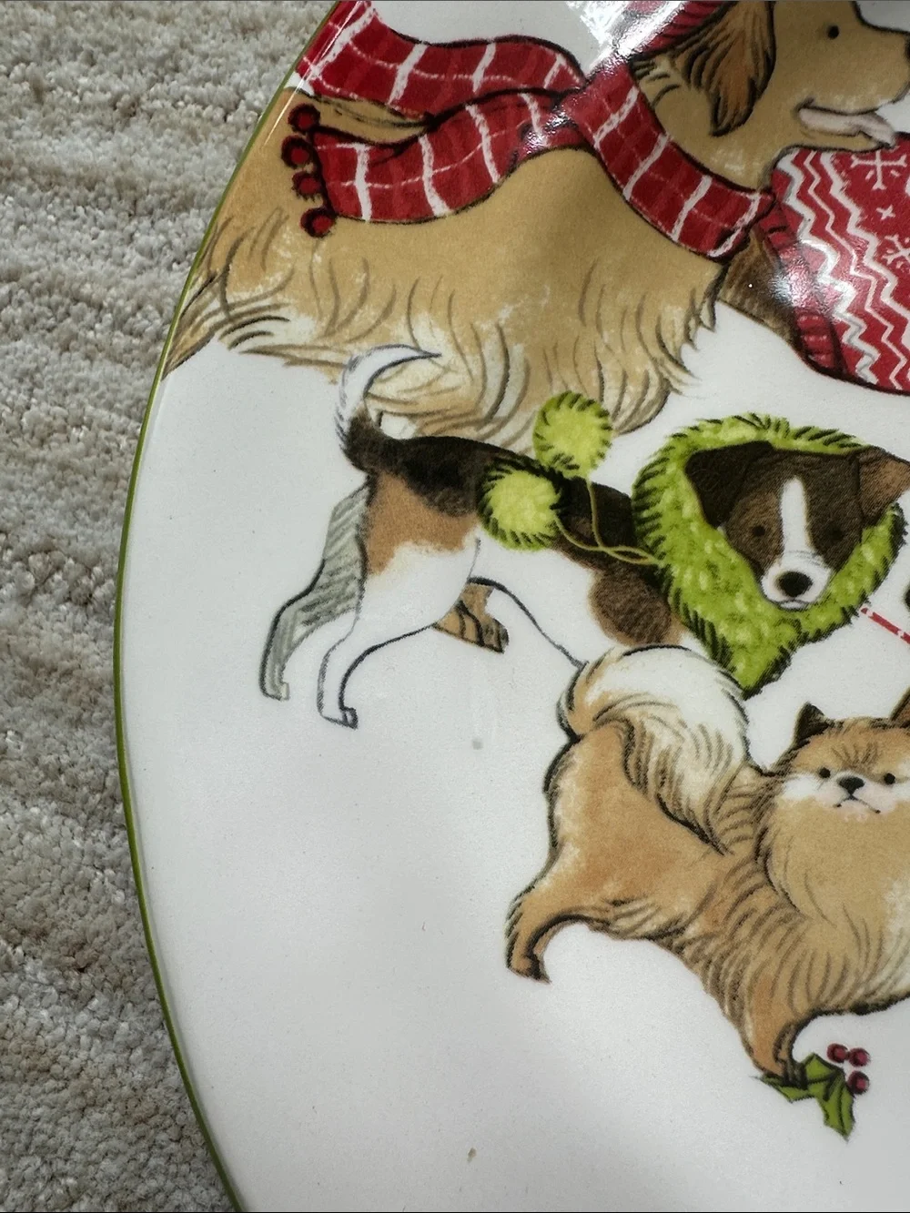 Set of 4 PIER 1 Park Avenue Holiday Puppies Salad Plates Ironstone 8 3/4”